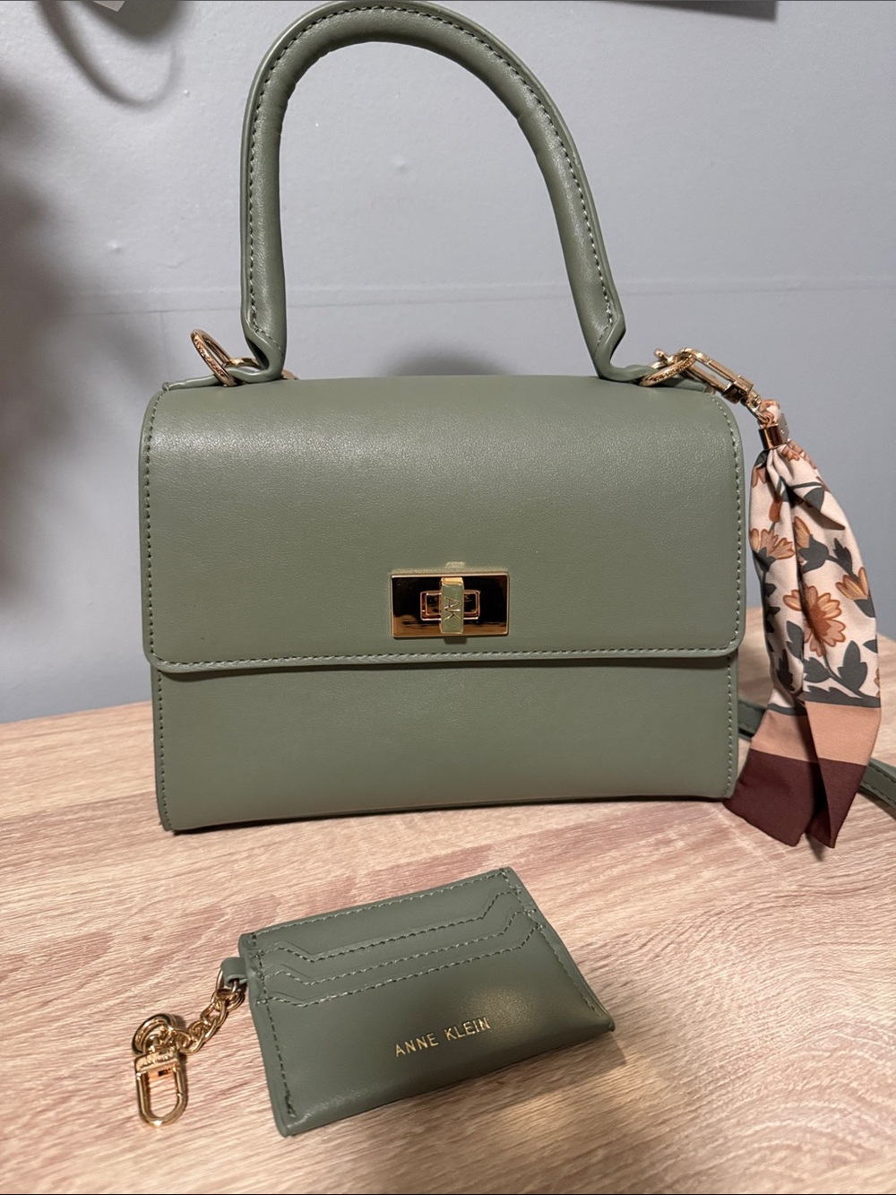 Anne Klein Top Handle Satchel Purse with Accessories